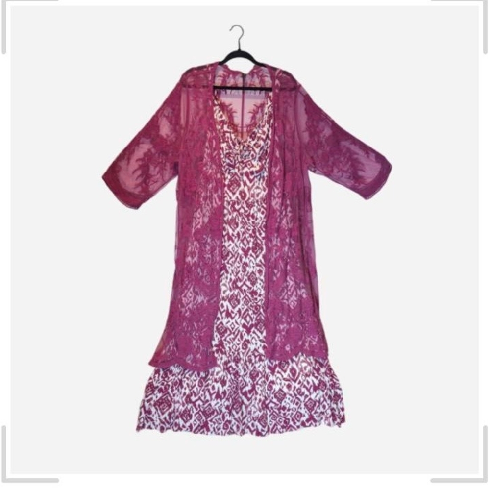 Pre owned Elegant Pink Lace Women’s Dress Two Piece Set